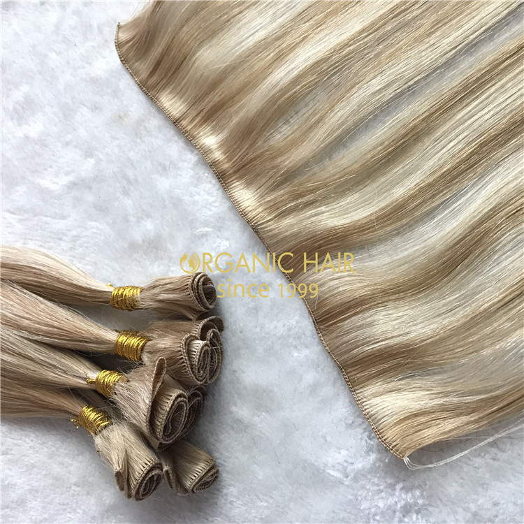 #18/22,20inch--100% Russian cuticle Hand Tied Weft Extensions Wholesale SupplierA112